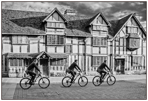 Cyclist Passing Shakespeare’s Birthplace © Michael Robertson-Smith – HC