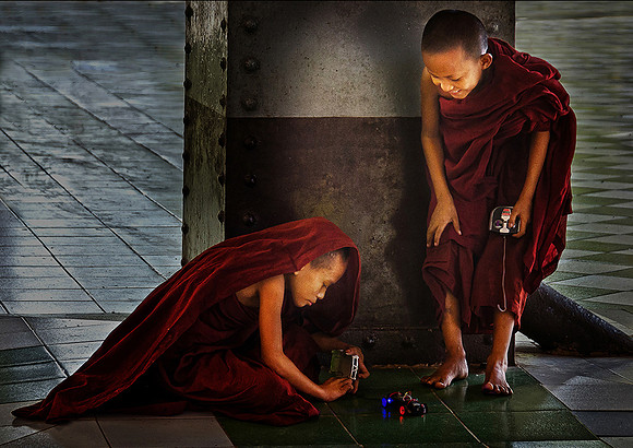 Boy monks at play © Dick Prior - 2nd=